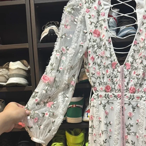 Mac Duggal Floral Embroidered White Dress - Picture 4 of 12